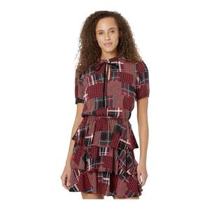 Tommy Hilfiger Women's High Neck  Geometric Print Short Sleeve Dress Sz M